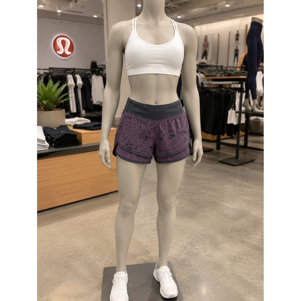 Lululemon Purple Abstract Print Running Shorts Size 4 | Rare Y2K Athleisure